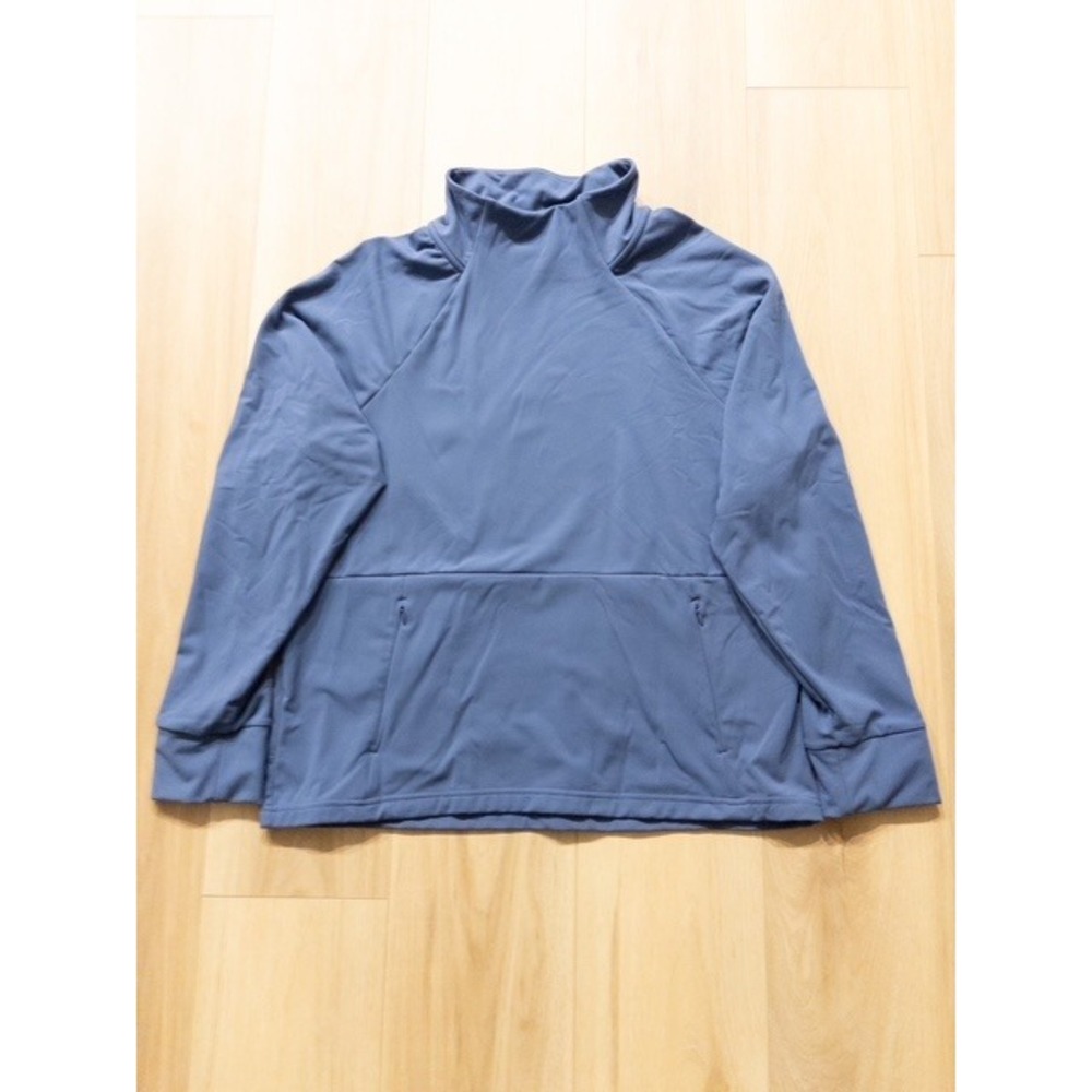 YOGALICIOUS LUX Women's Blue Funnel Neck‎ Long Sleeve Sweatshirt Pullover XXL